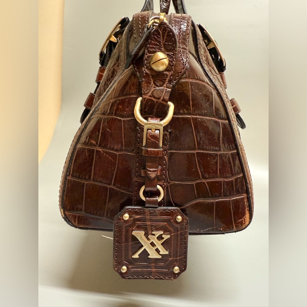 MAXX CROC Y2K genuine leather satchel bag burgundy brown - Picture 3 of 17